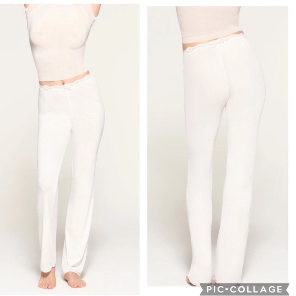 Skims pants 4X bridal mesh white marble NWT lace sheer lounge pajama stretch